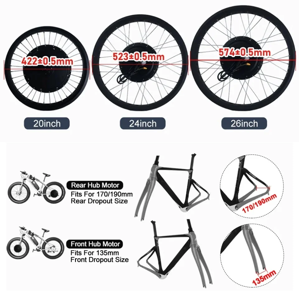 ชุดแปลงจักรยานไฟฟ้า 72V 3000W  - Ebike Conversion Kit 72V 3000W บทวิจารณ์และราคา